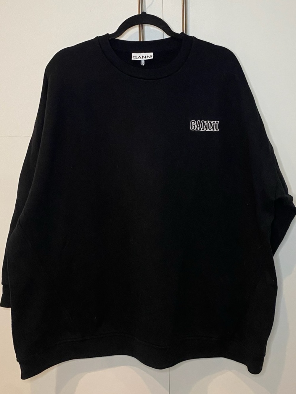 Ganni Black Logo Crewneck Sweatshirt